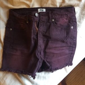 High-Rise Maroon Shorts
